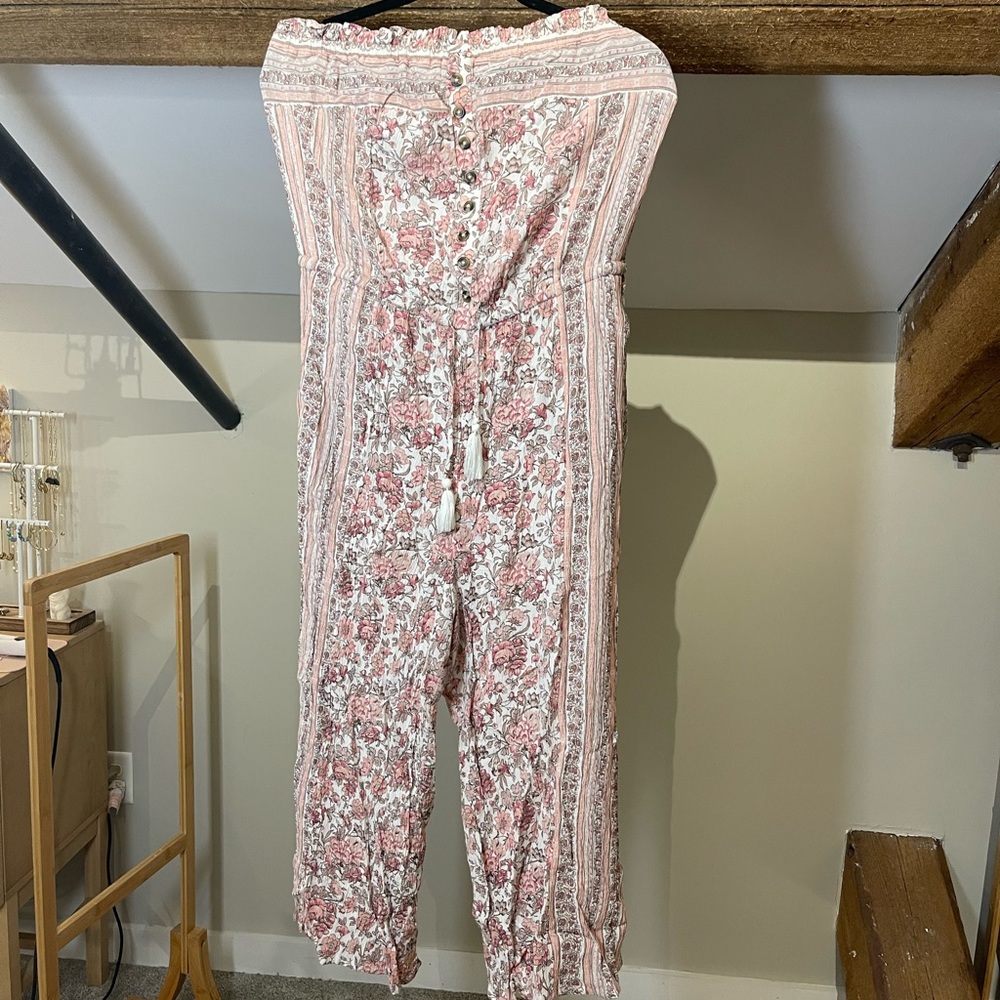 Strapless American Eagle pink floral jumpsuit